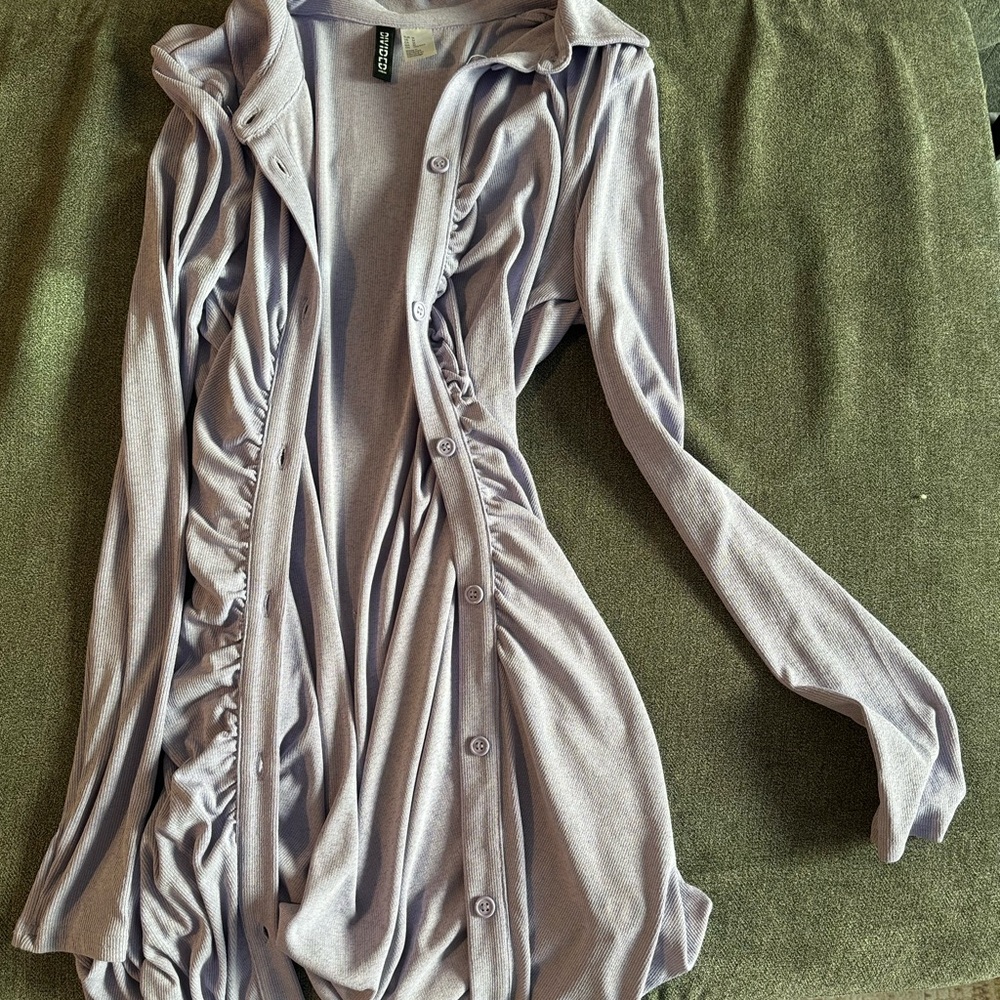 COPY - Lavendar button up dress + cardigan